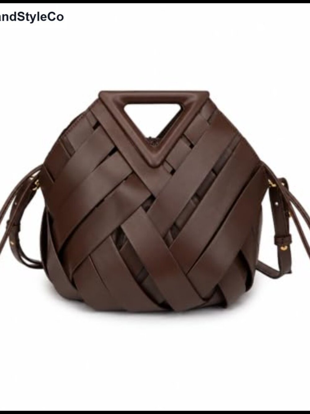 Woven Vegan Leather Bucket Bag Crossbody Shoulder Hobo Purse Adjustable Strap